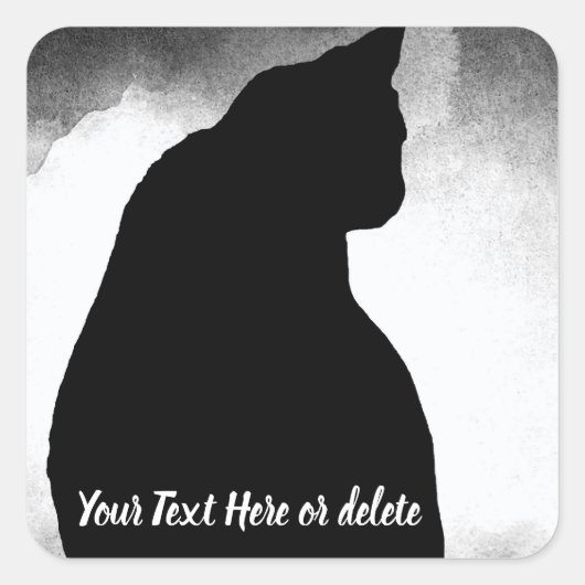 Sticker Carré Silhouette de chat noir (Devant)