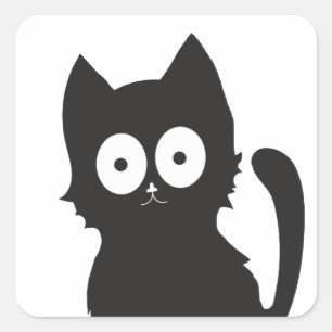 Sticker Carré Silhouette de chat noir mignon
