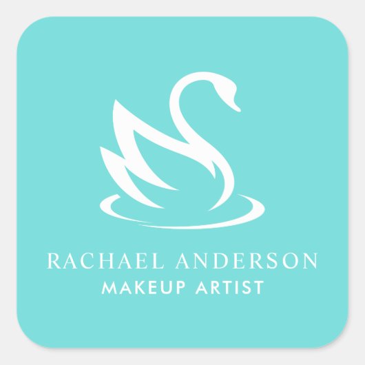 Sticker Carré Silhouette de cygne sur Robin Oeuf Bleu (Devant)