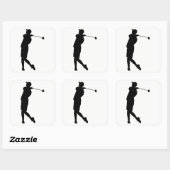 Sticker Carré Silhouette de Golfer (Feuille)