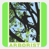 Sticker Carré Silhouette de grimpeur d'arbre : Arboriste (Devant)