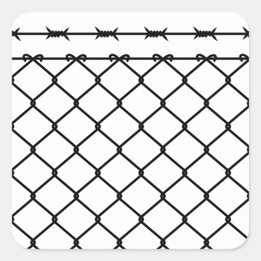 Sticker Carré Silhouette de la clôture en fil barbelé (Devant)