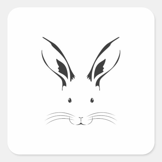 Sticker Carré Silhouette de la face du lapin (Devant)