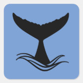 Sticker Carré Silhouette de la queue de baleine d'Ocean Wave (Devant)