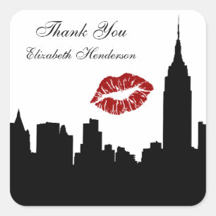 Sticker Carré Silhouette de l'horizon de NYC, ESB #1 Baiser