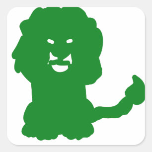 Sticker Carré Silhouette de Lion Vert