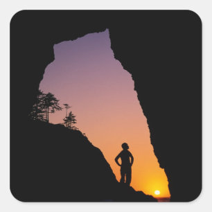 Sticker Carré Silhouette de randonneur, Point of the Arches,