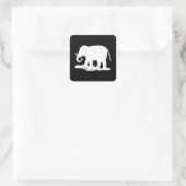 Sticker Carré Silhouette d'éléphant noir et blanc (Sac)