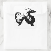 Sticker Carré Silhouette dragon asiatique (Sac)