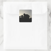 Sticker Carré Silhouette d'un Squad mitrailleur automatique d'ar (Sac)