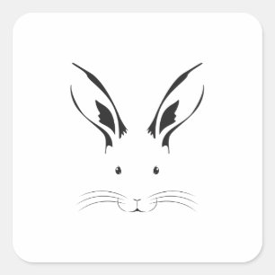 Sticker Carré Silhouette face au lapin