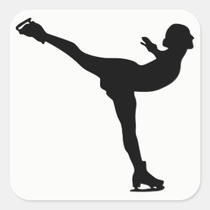 Sticker Carré Silhouette femme patine sur glace