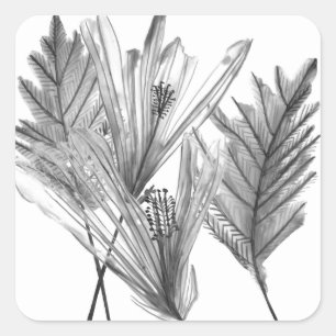 Sticker Carré Silhouette florale - Gris