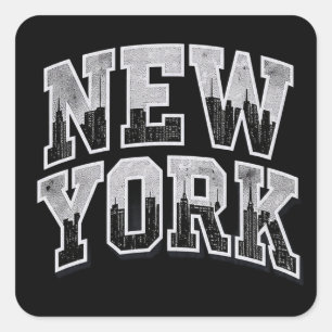 Sticker Carré silhouette intégrée de la skyline de New York en n
