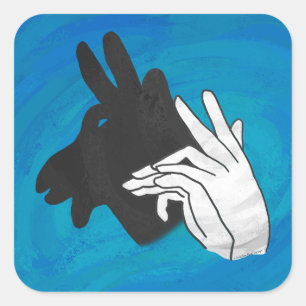 Sticker Carré Silhouette main Billy Chèvre bleu