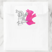 Sticker Carré Silhouette main Rabbit rose (Sac)
