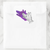 Sticker Carré Silhouette main Wolf pourpre (Sac)
