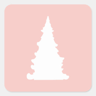 Sticker Carré Silhouette minimaliste de sapin rose