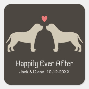 Sticker Carré Silhouettes de Mastiff anglais avec texte personna
