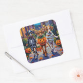 Sticker Carré Silken Windhound Dogs in Halloween Costumes (Enveloppe)