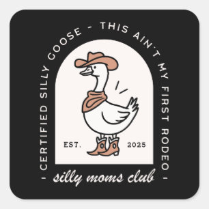 Sticker Carré Silly goose club club club de la mère amusant cowg