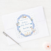 Sticker Carré Silly Goose Whimsical Bow Baby Boy Shower (Enveloppe)