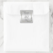 Sticker Carré Silver Gem & Glitter 25th Wedding Anniversary (Sac)