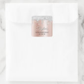 Sticker Carré Silver Glitter Drips Rose Gold Ombre Drop Shadow (Sac)