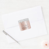 Sticker Carré Silver Glitter Drips Rose Gold Ombre Drop Shadow (Enveloppe)