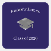Sticker Carré  Silver Graduation Cap -Class of 2026 (Devant)