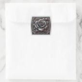 Sticker Carré Silver Grey & Black Rose Élégant Mariage gothique (Sac)
