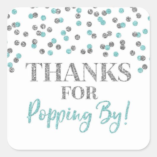 Sticker Carré Silver Light Blue Confetti Merci pour Popup By (Devant)