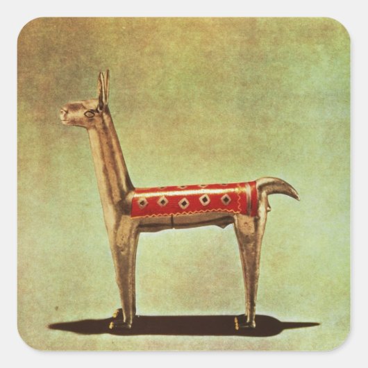 Sticker Carré Silver Llama Figurine, du Pérou, après 1438 (Devant)