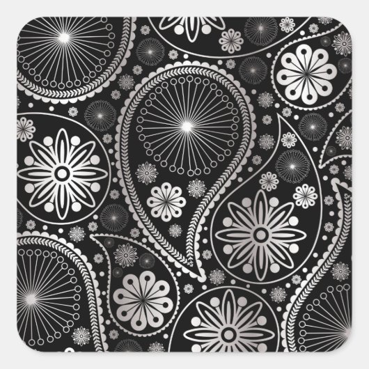 Sticker Carré Silver paisley (Devant)