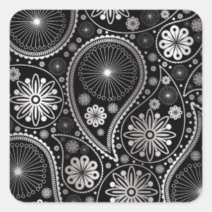 Sticker Carré Silver paisley