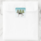 Sticker Carré Silver Sable Allemand Berger Blue Winter Forest (Sac)