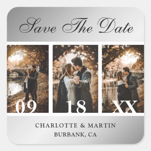 Sticker Carré Silver Wedding Save The Date (Devant)