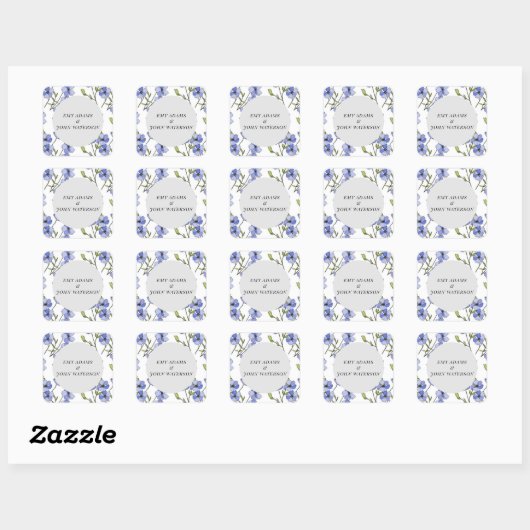 Sticker Carré simple bleu et violet florid (Feuille)