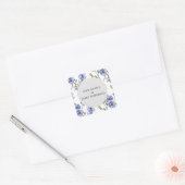 Sticker Carré simple bleu & violet florid  (Enveloppe)