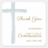 Sticker Carré Simple Blue Cross Thank You First Holy Communion (Devant)