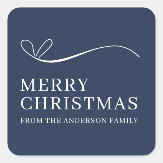 Sticker Carré Simple blue modern Merry Christmas  (Devant)