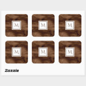 Sticker Carré Simple Brown foncé Marbre subtil Monogramme modern (Feuille)