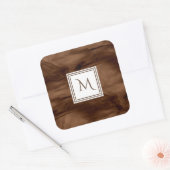 Sticker Carré Simple Brown foncé Marbre subtil Monogramme modern (Enveloppe)