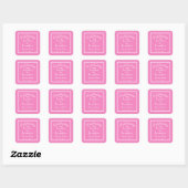 Sticker Carré Simple Chic Mariage Rose Chéri, Écriture Blanche (Feuille)