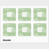 Sticker Carré Simple clair vert subtil marbre moderne Monogramme (Feuille)