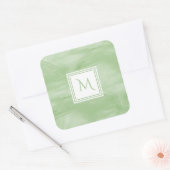 Sticker Carré Simple clair vert subtil marbre moderne Monogramme (Enveloppe)