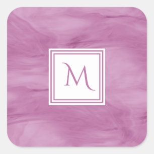 Sticker Carré Simple clair violet subtil marbre moderne Monogram