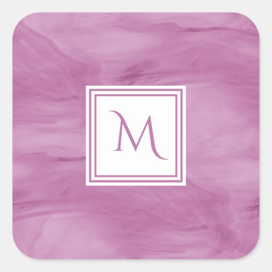 Sticker Carré Simple clair violet subtil marbre moderne Monogram (Devant)
