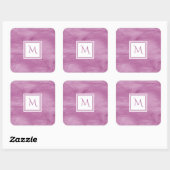 Sticker Carré Simple clair violet subtil marbre moderne Monogram (Feuille)