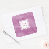 Sticker Carré Simple clair violet subtil marbre moderne Monogram (Enveloppe)